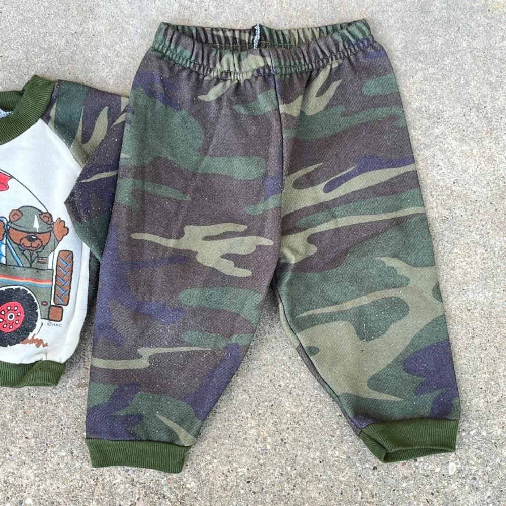 Vintage Jog Togs Boys 12M Outfit 2 Piece Set Bear Camo Army‎ Training Camp